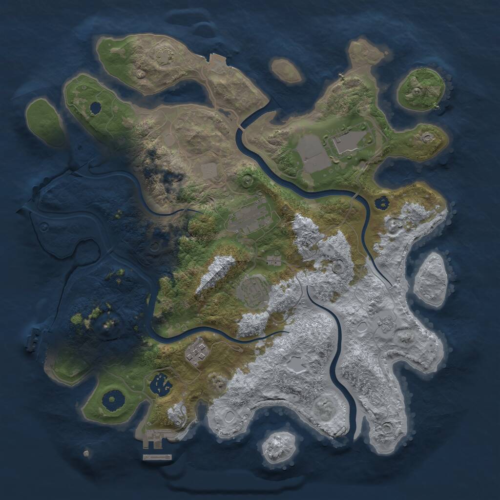 Rust Map: Procedural Map, Size: 3500, Seed: 19700513, 11 Monuments
