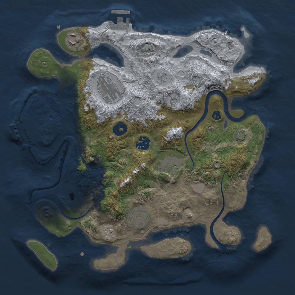 Rust Map: Procedural Map, Size: 3200, Seed: 7747462, 12 Monuments