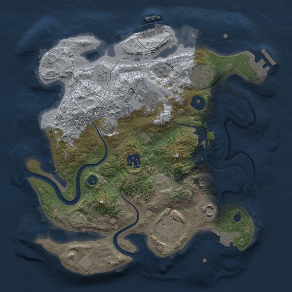 Rust Map: Procedural Map, Size: 3000, Seed: 7698354, 12 Monuments