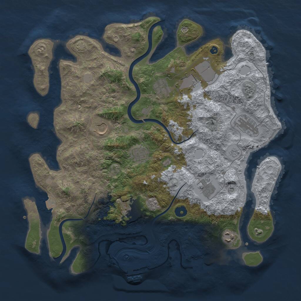 Rust Map: Procedural Map, Size: 3850, Seed: 993621312, 15 Monuments