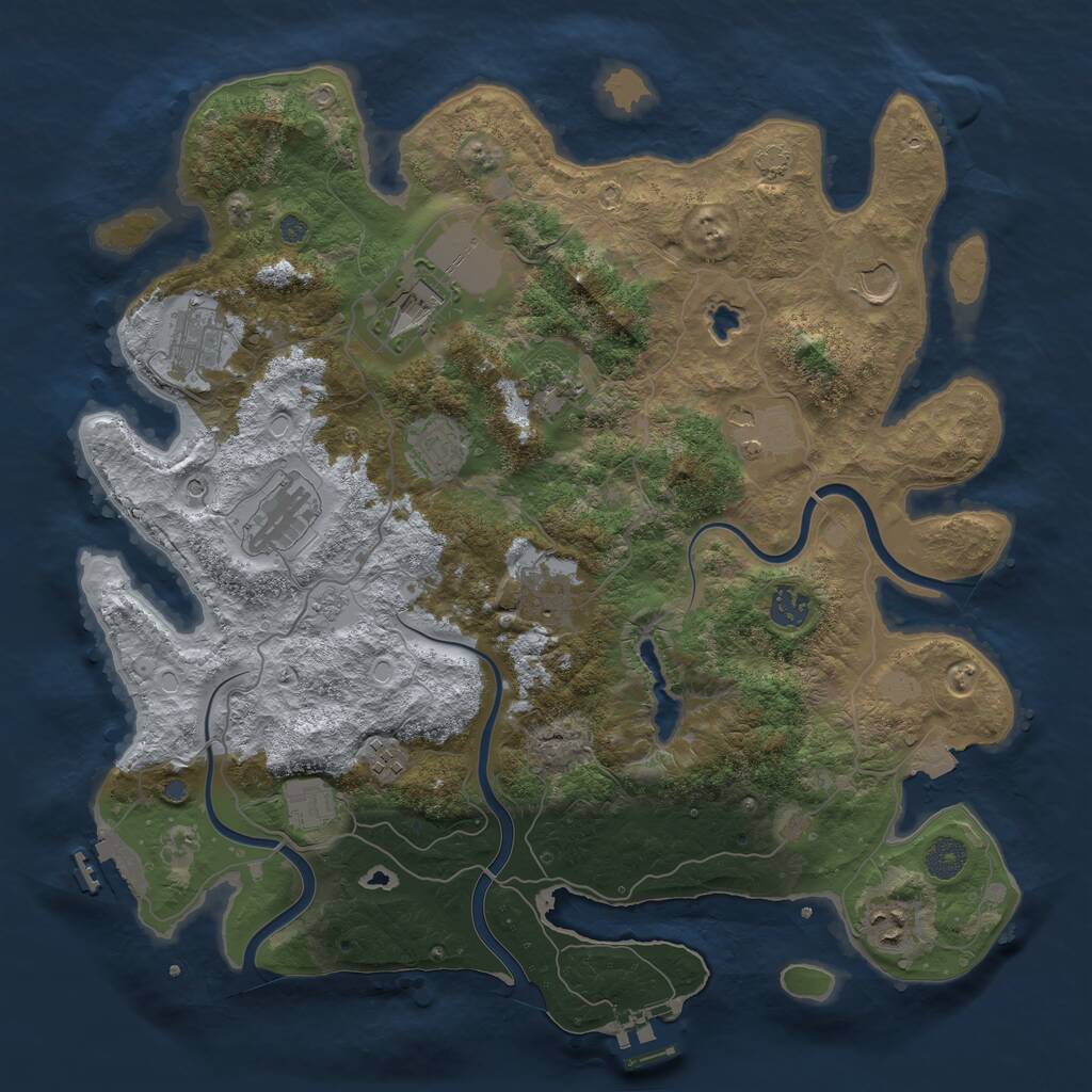 Rust Map: Procedural Map, Size: 4000, Seed: 68431357, 17 Monuments