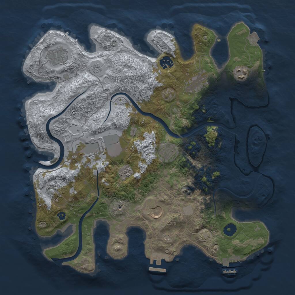 Rust Map: Procedural Map, Size: 3500, Seed: 1714549379, 15 Monuments