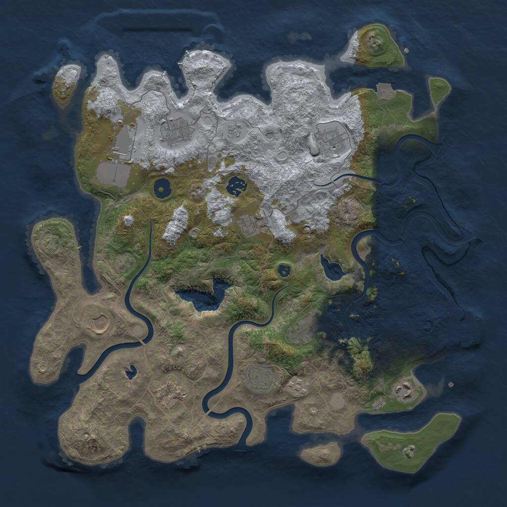 Rust Map: Procedural Map, Size: 4000, Seed: 1711077374, 16 Monuments