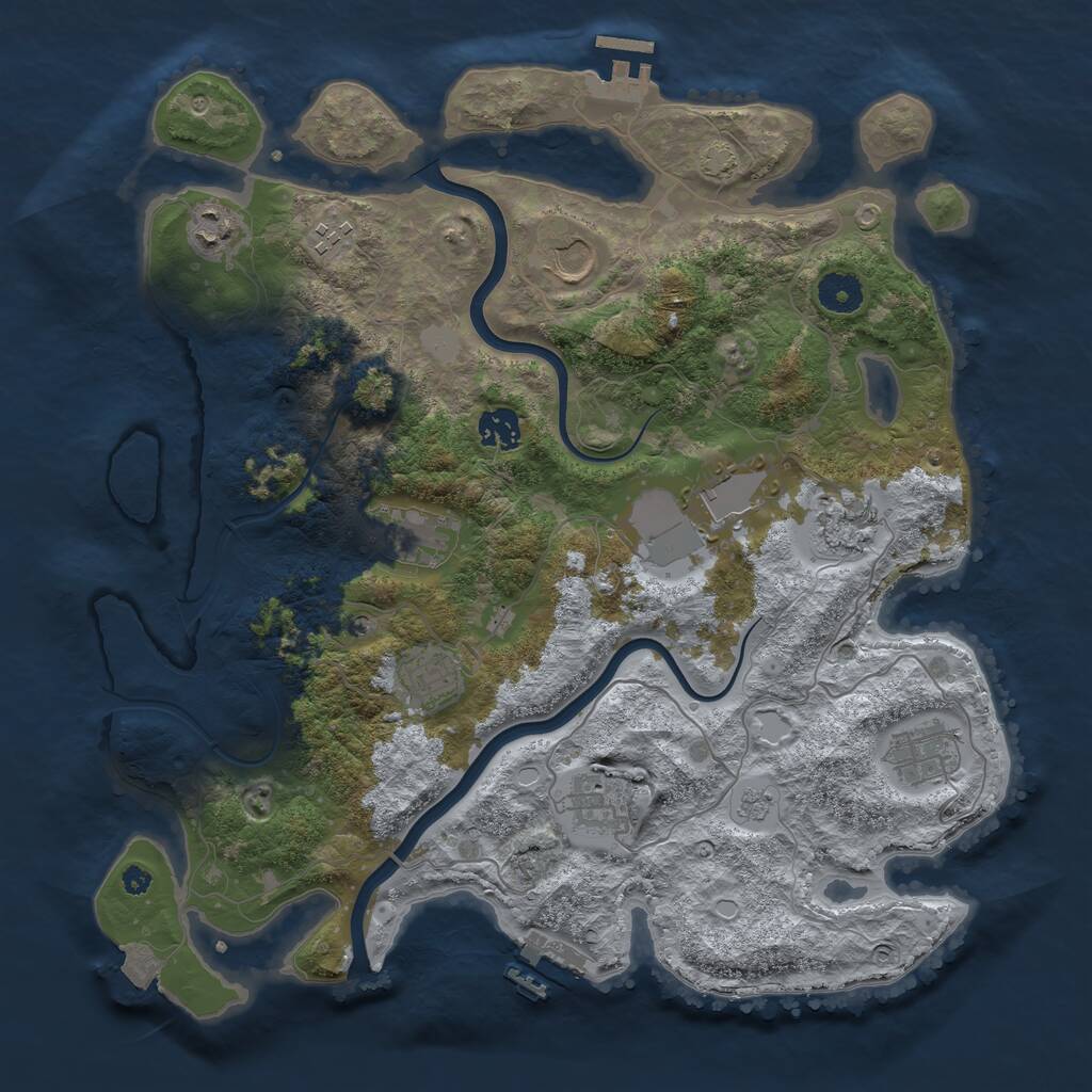 Rust Map: Procedural Map, Size: 3800, Seed: 59770, 16 Monuments