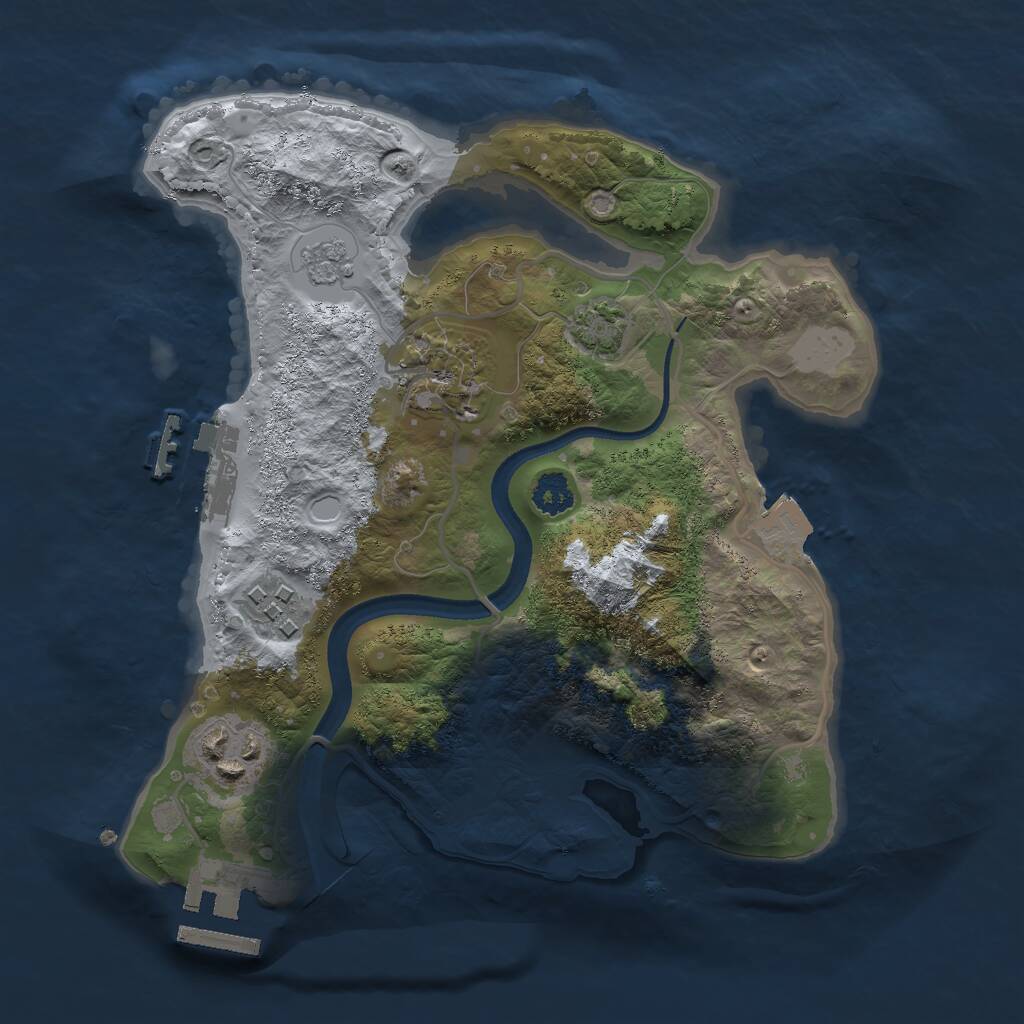 Rust Map: Procedural Map, Size: 2500, Seed: 1326924976, 8 Monuments