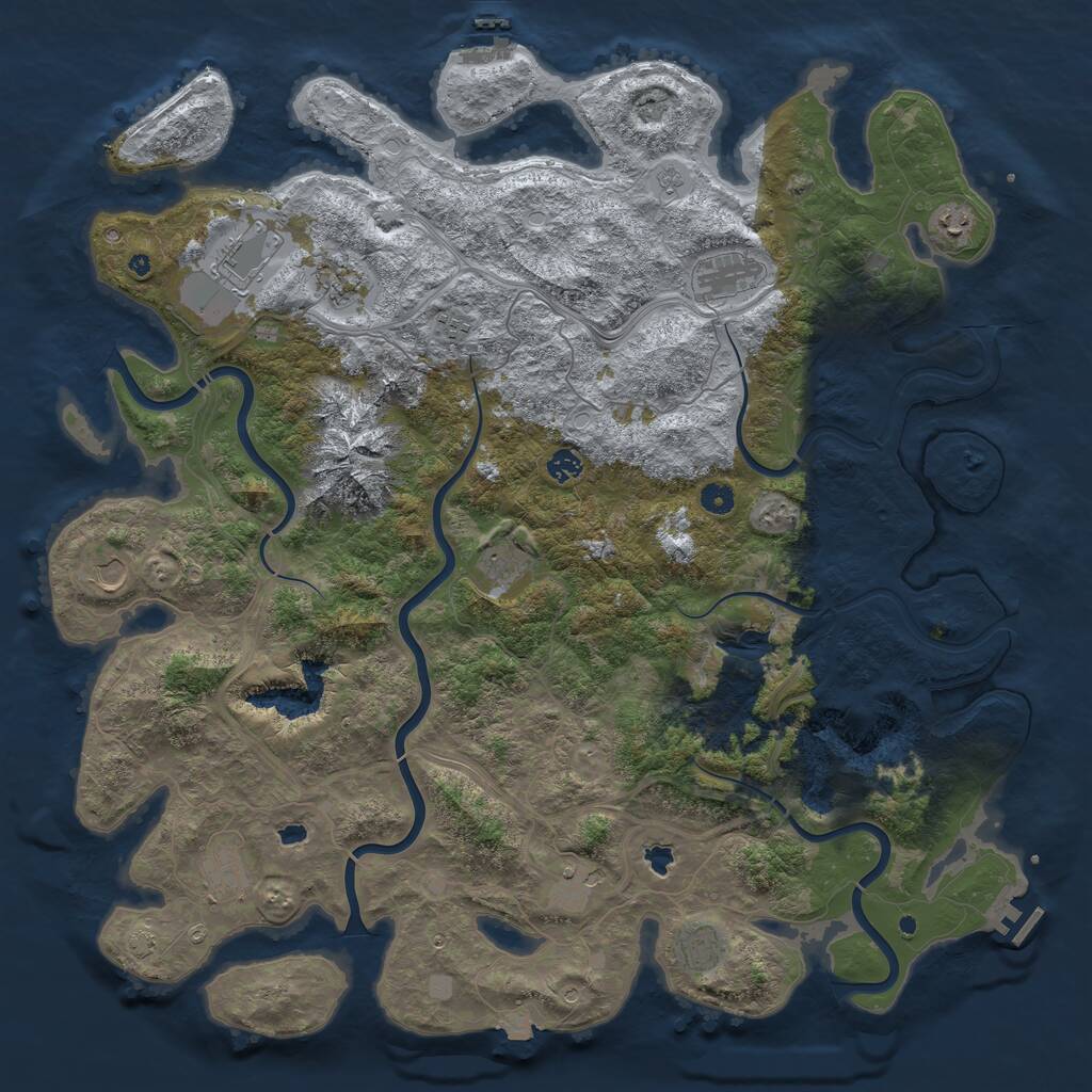 Rust Map: Procedural Map, Size: 5000, Seed: 37654, 17 Monuments