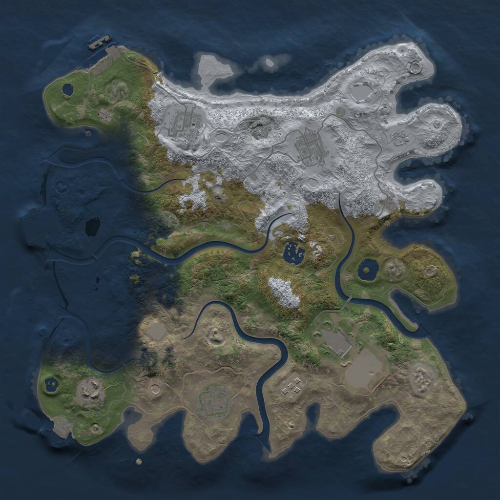 Rust Map: Procedural Map, Size: 3500, Seed: 974413711, 13 Monuments