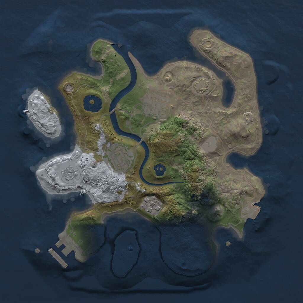 Rust Map: Procedural Map, Size: 2500, Seed: 386591757, 7 Monuments