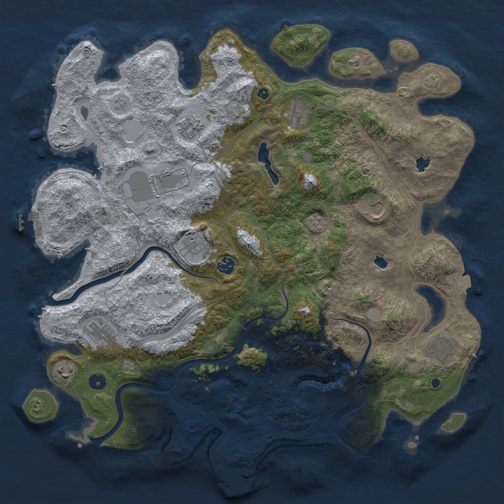 Rust Map: Procedural Map, Size: 4500, Seed: 981308499, 16 Monuments