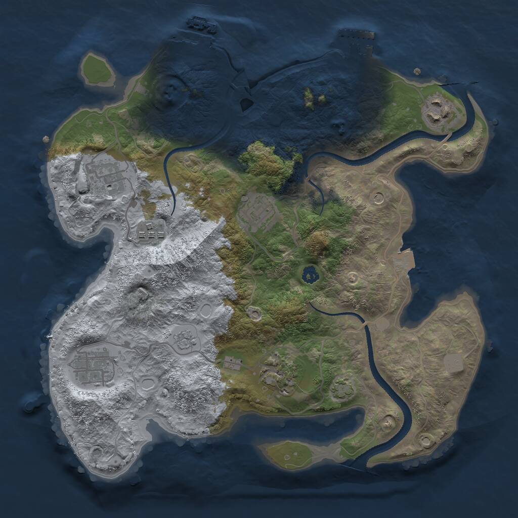 Rust Map: Procedural Map, Size: 3000, Seed: 1260399234, 12 Monuments