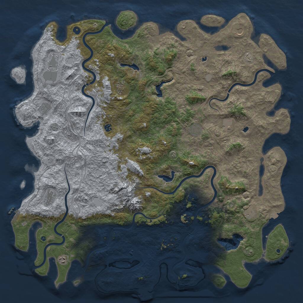 Rust Map: Procedural Map, Size: 6000, Seed: 287717334, 17 Monuments
