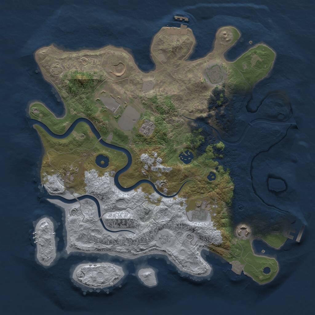Rust Map: Procedural Map, Size: 3500, Seed: 861517534, 14 Monuments