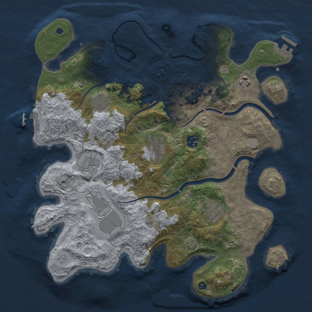 Rust Map: Procedural Map, Size: 3700, Seed: 1862758078, 14 Monuments