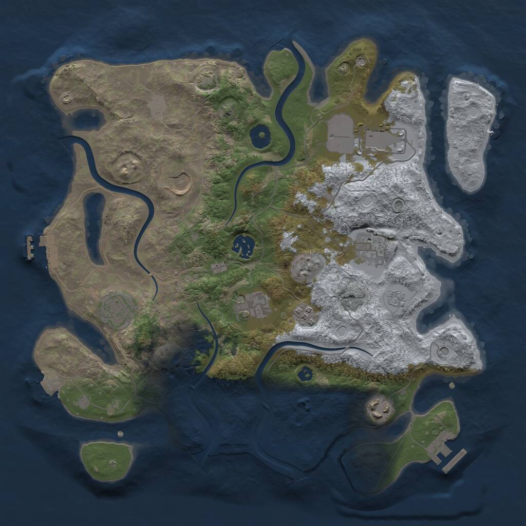 Rust Map: Procedural Map, Size: 3500, Seed: 541194436, 14 Monuments