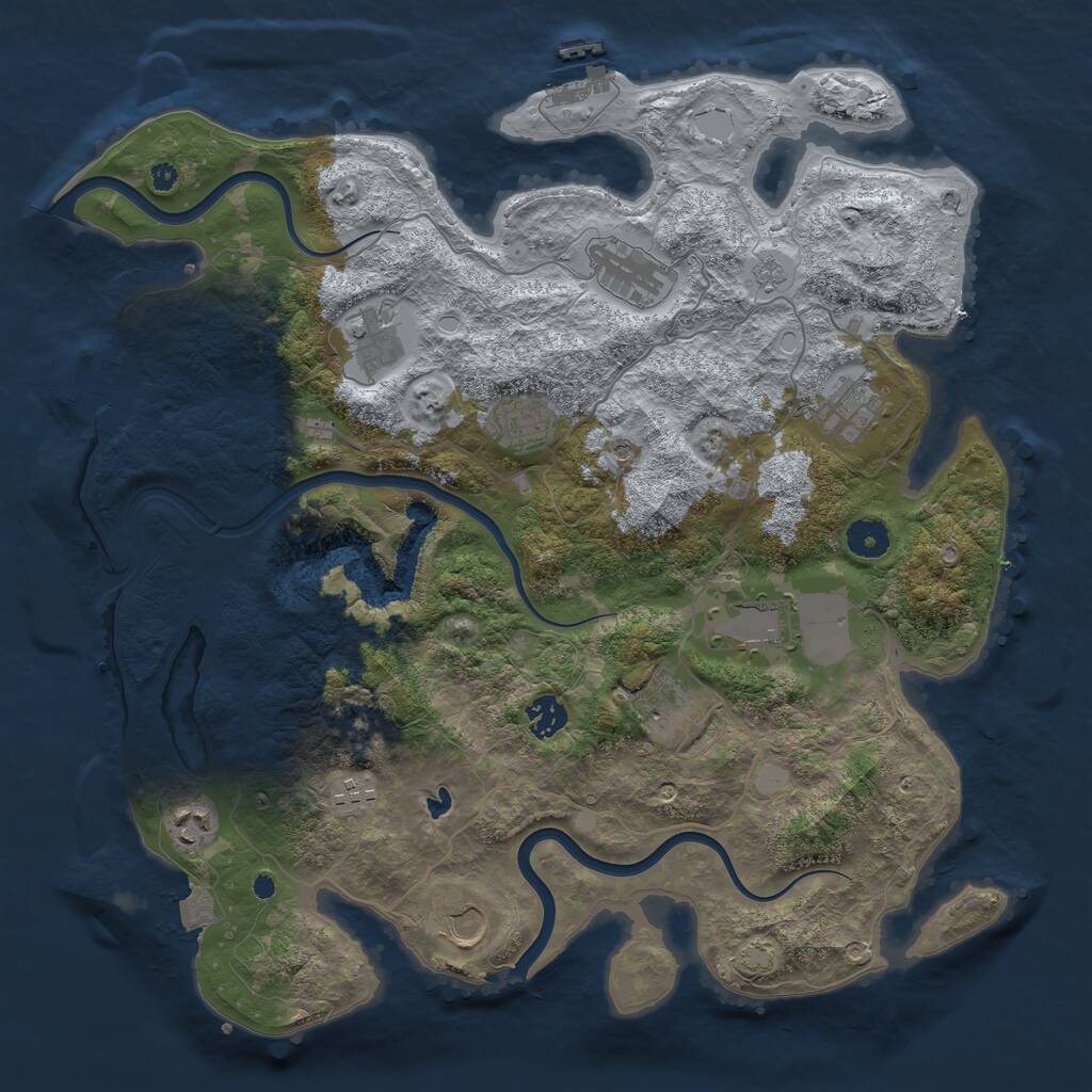 Rust Map: Procedural Map, Size: 4000, Seed: 1780955628, 16 Monuments