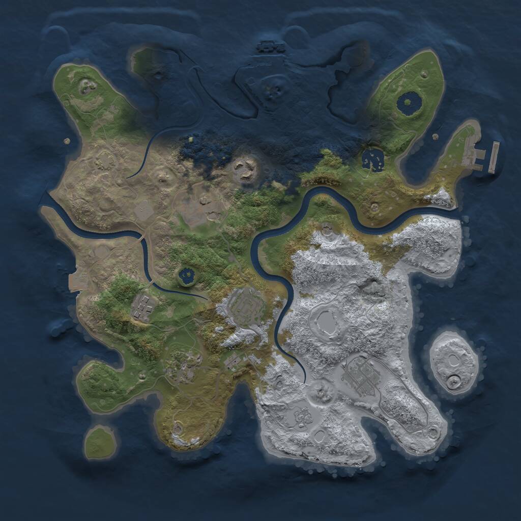 Rust Map: Procedural Map, Size: 3300, Seed: 625378765, 13 Monuments