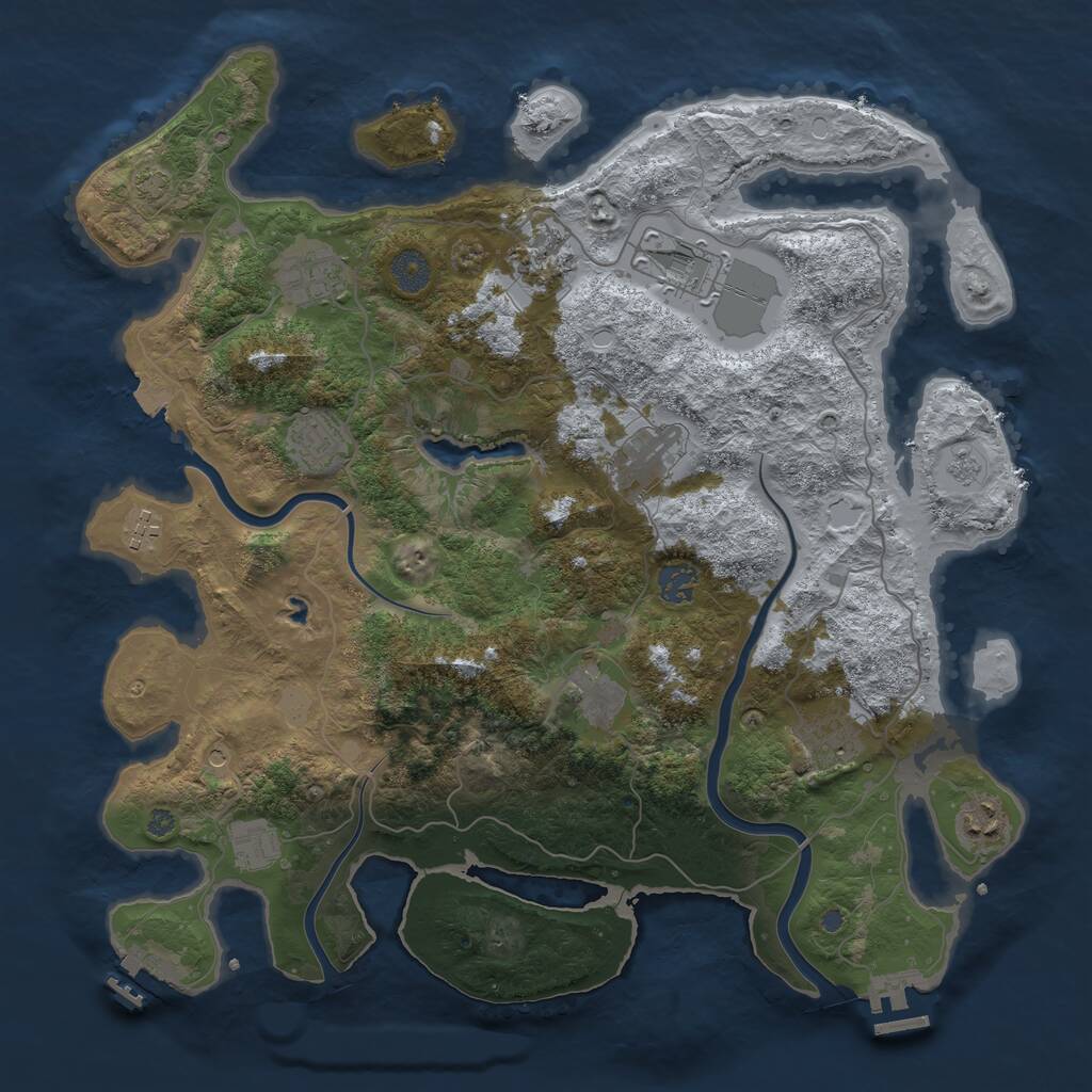 Rust Map: Procedural Map, Size: 4000, Seed: 2055566641, 16 Monuments