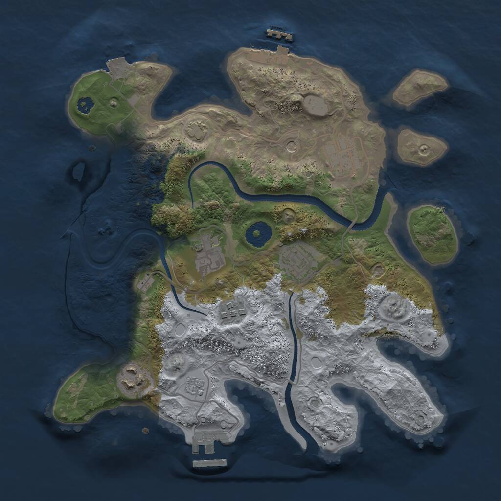 Rust Map: Procedural Map, Size: 3000, Seed: 1202355195, 11 Monuments