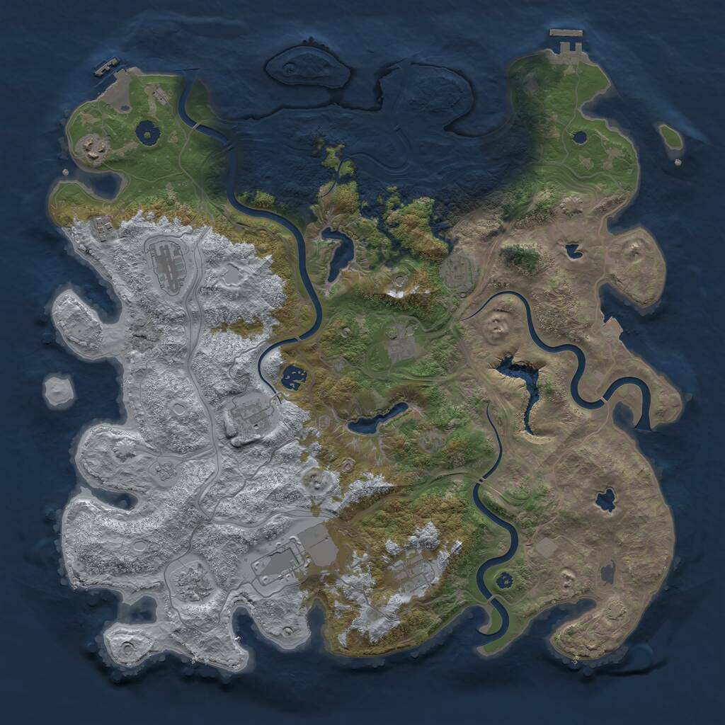 Rust Map: Procedural Map, Size: 4500, Seed: 1307407308, 16 Monuments