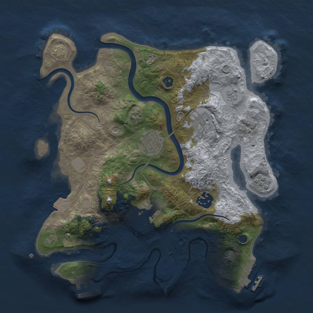 Rust Map: Procedural Map, Size: 3000, Seed: 47500, 11 Monuments