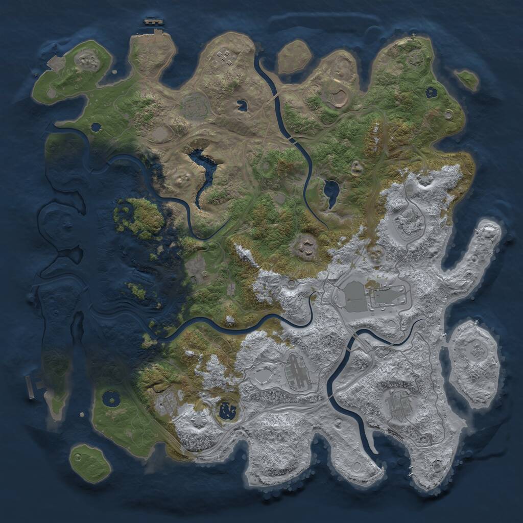 Rust Map: Procedural Map, Size: 4500, Seed: 908150981, 17 Monuments