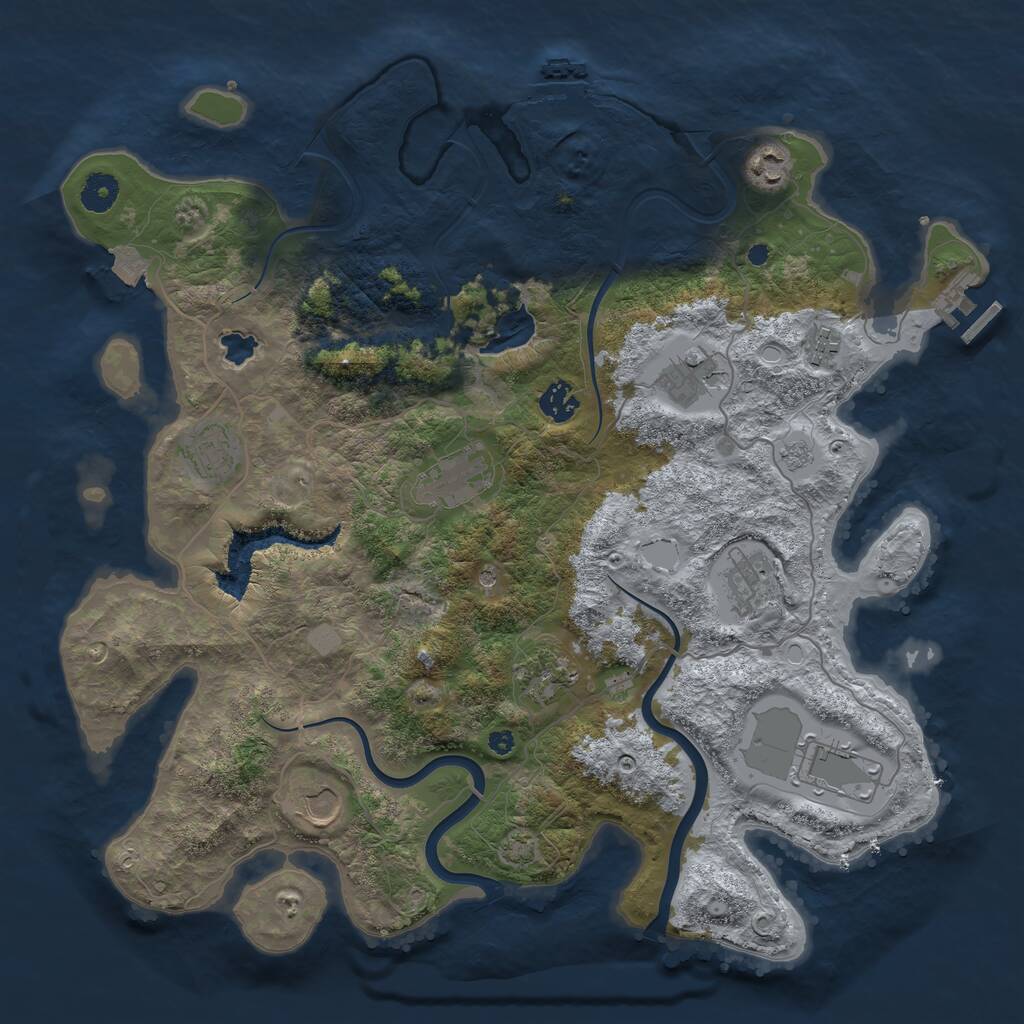 Rust Map: Procedural Map, Size: 4000, Seed: 9131843, 16 Monuments