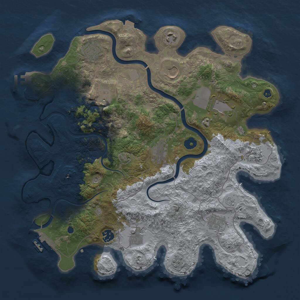 Rust Map: Procedural Map, Size: 3750, Seed: 1852201171, 17 Monuments