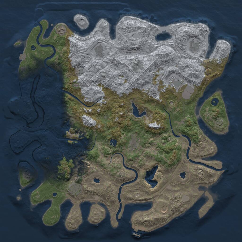 Rust Map: Procedural Map, Size: 4800, Seed: 323922391, 17 Monuments