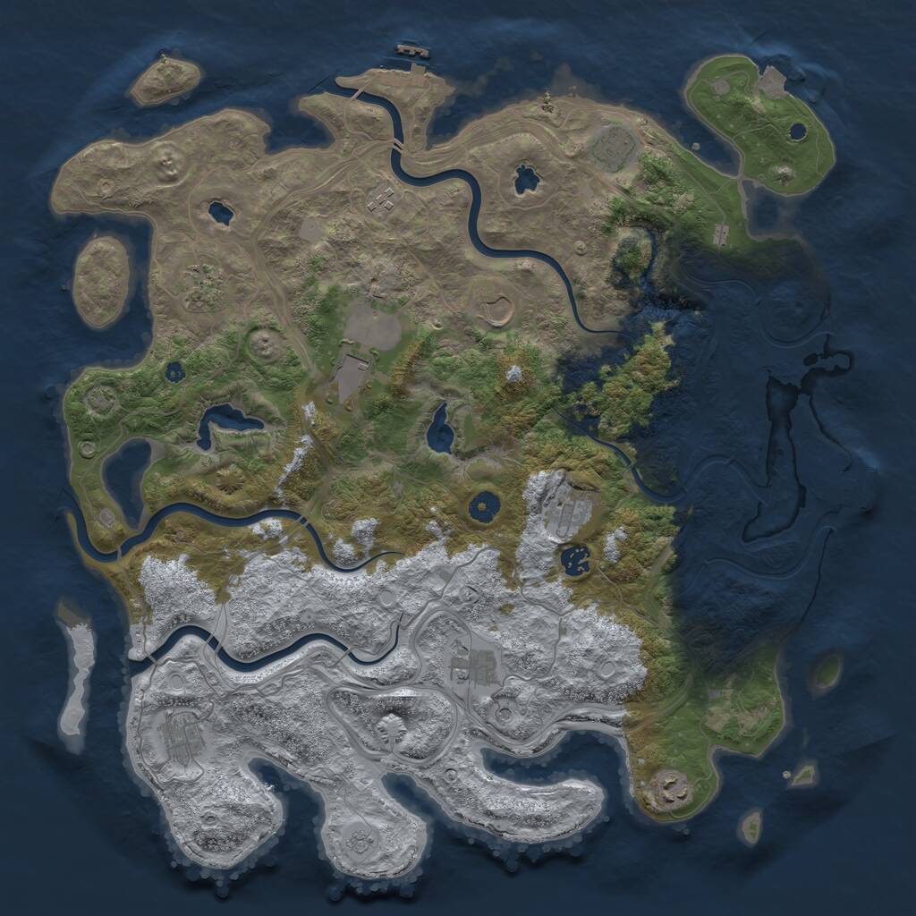 Rust Map: Procedural Map, Size: 4500, Seed: 1945028113, 16 Monuments