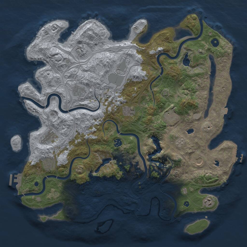 Rust Map: Procedural Map, Size: 4500, Seed: 822183321, 17 Monuments
