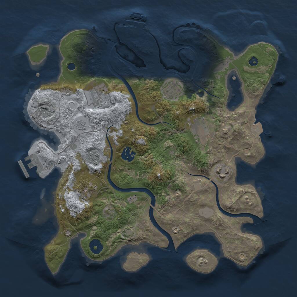 Rust Map: Procedural Map, Size: 3200, Seed: 99991, 13 Monuments