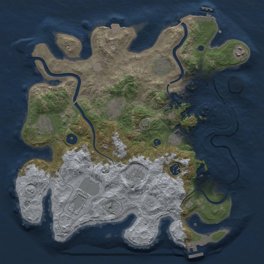Rust Map: Procedural Map, Size: 3650, Seed: 490338029, 15 Monuments