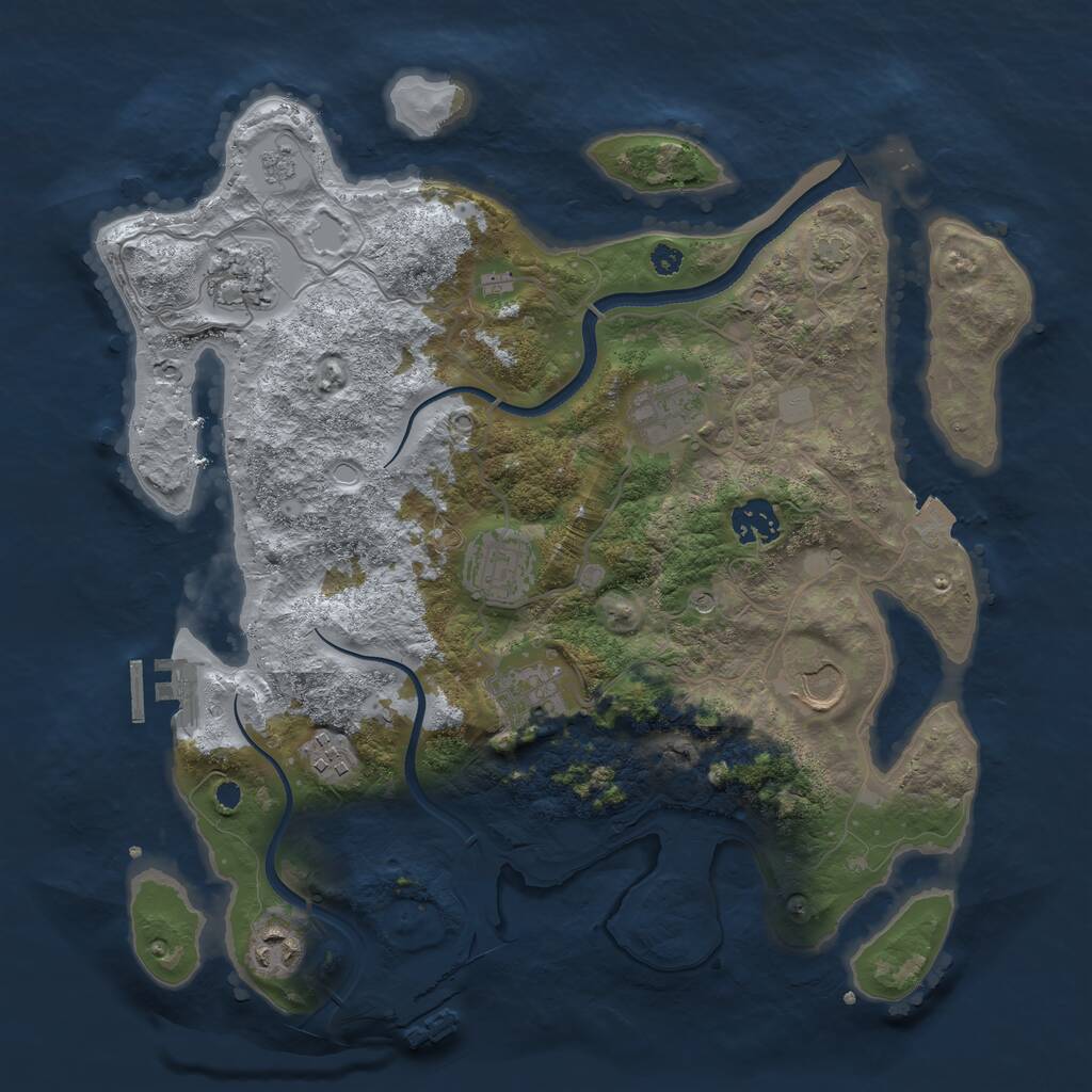 Rust Map: Procedural Map, Size: 3500, Seed: 1231512, 14 Monuments