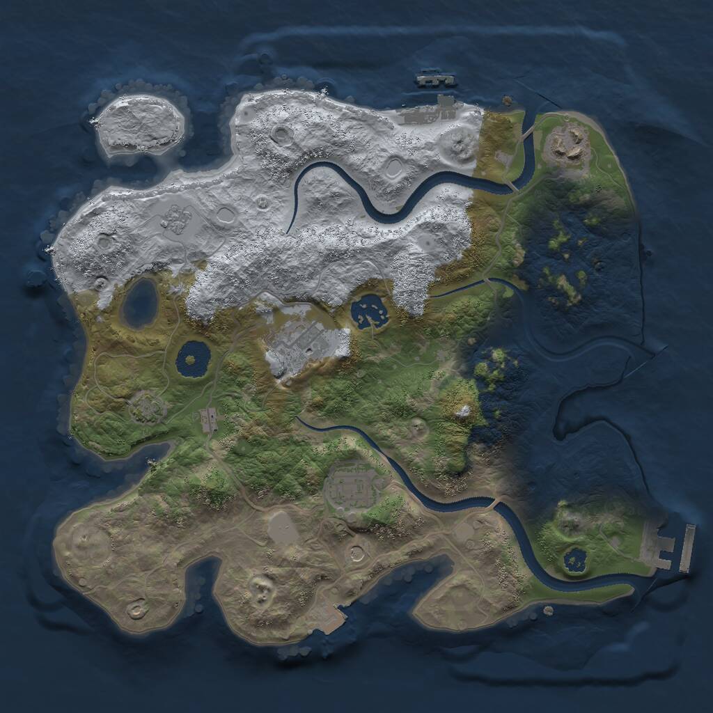 Rust Map: Procedural Map, Size: 3000, Seed: 656561, 10 Monuments