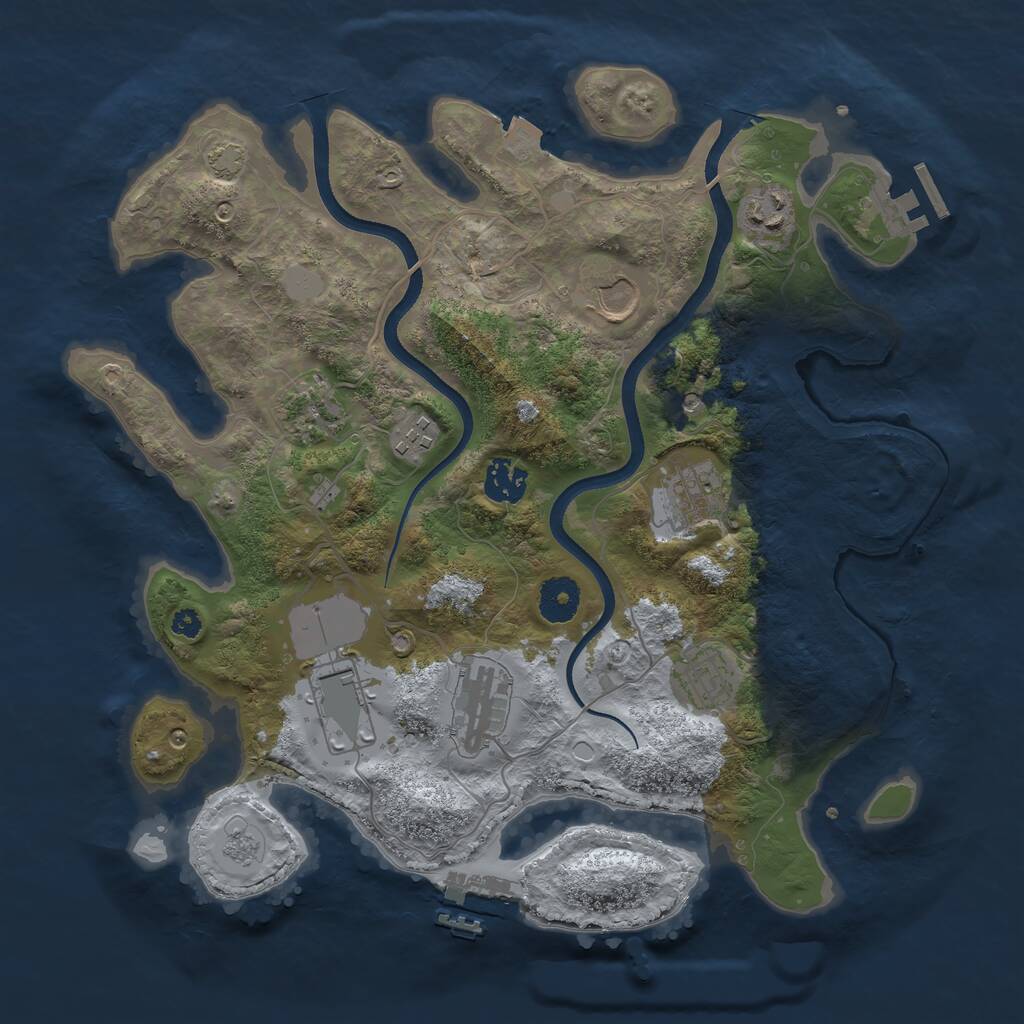 Rust Map: Procedural Map, Size: 3500, Seed: 1822122276, 15 Monuments