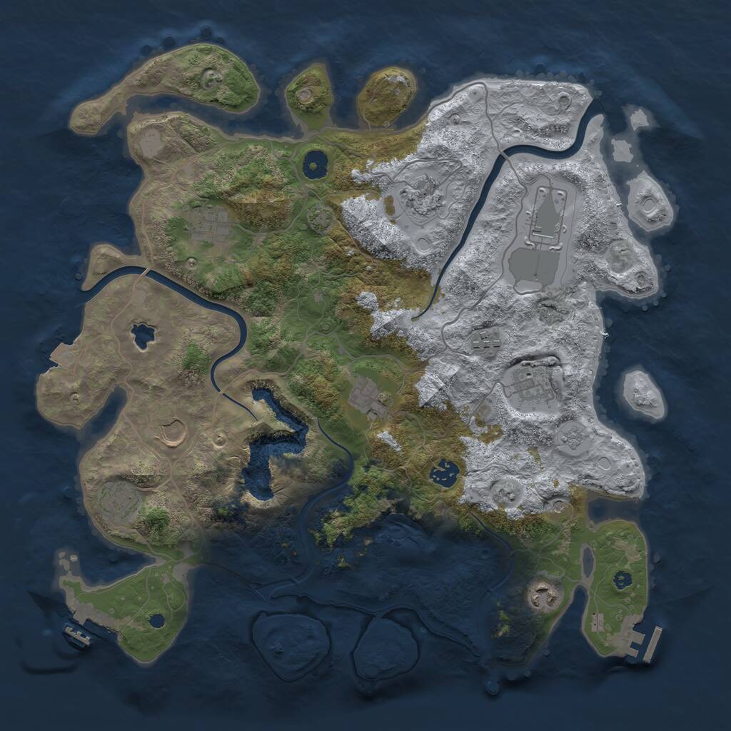 Rust Map: Procedural Map, Size: 4000, Seed: 805463320, 16 Monuments