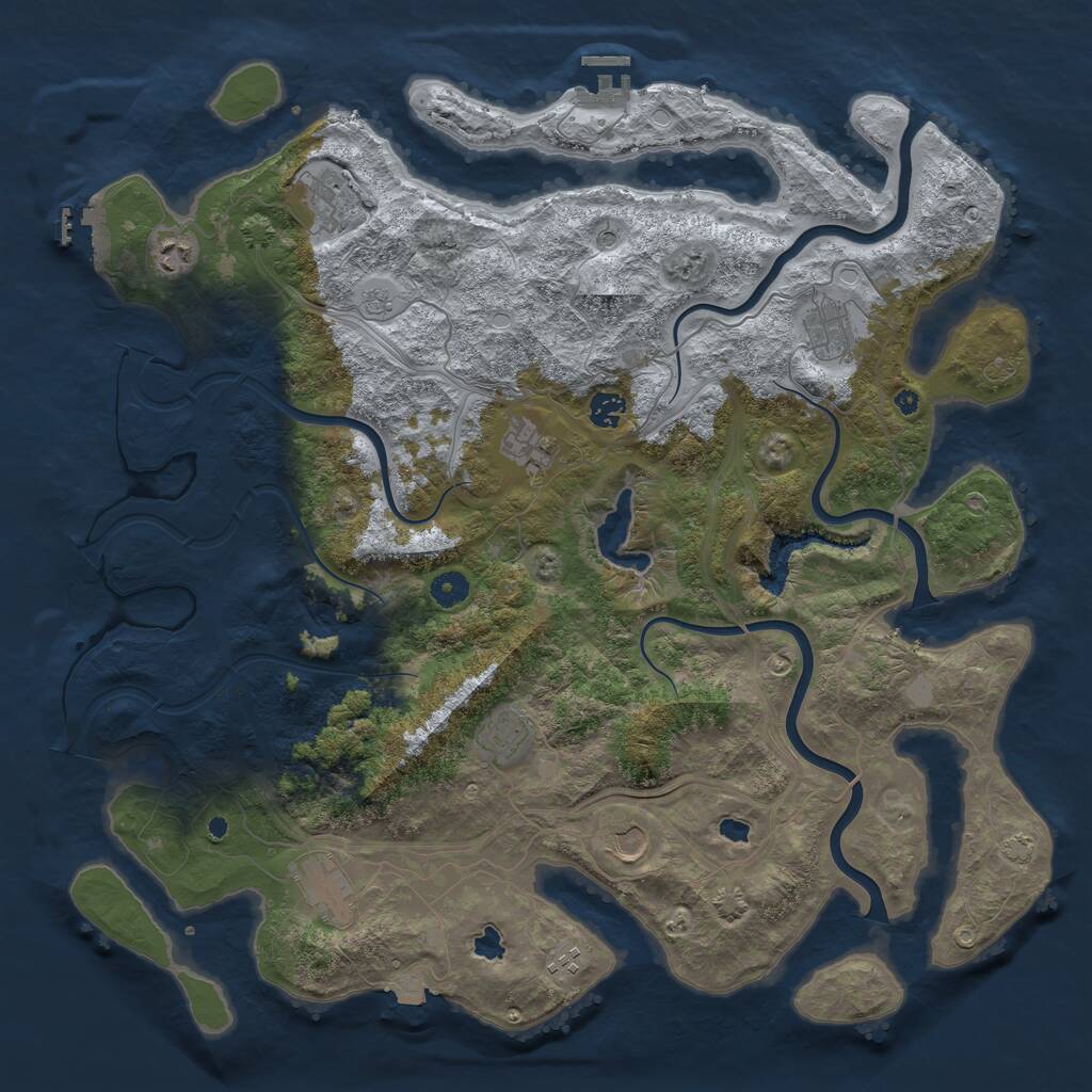 Rust Map: Procedural Map, Size: 4500, Seed: 3123321, 15 Monuments