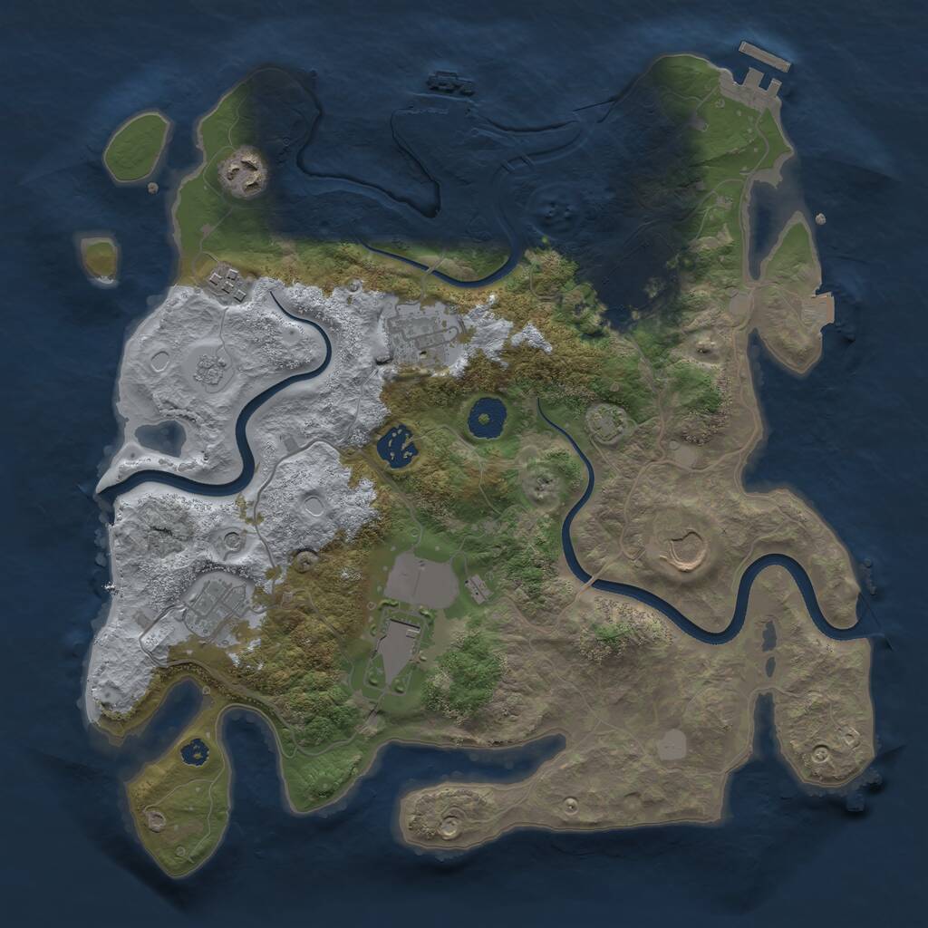 Rust Map: Procedural Map, Size: 3500, Seed: 1011934141, 14 Monuments