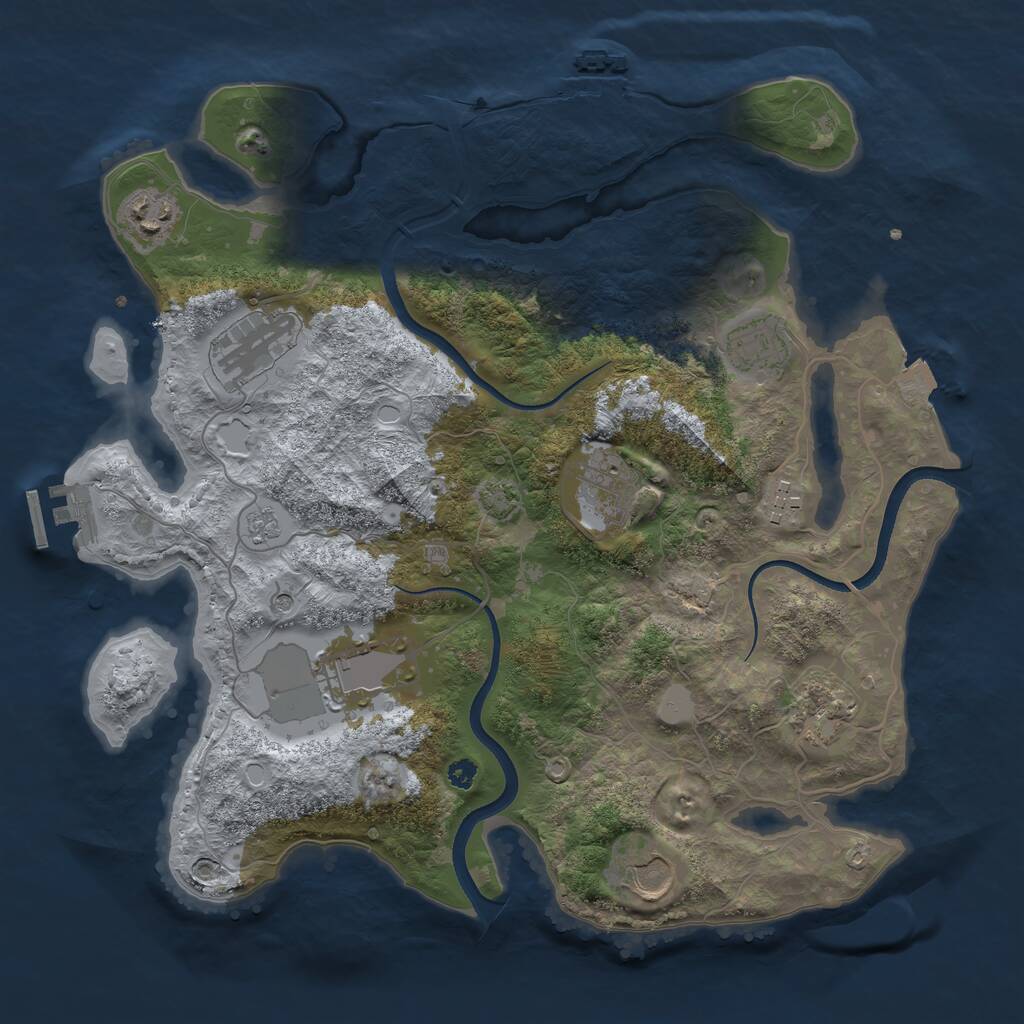 Rust Map: Procedural Map, Size: 3500, Seed: 1682199863, 14 Monuments