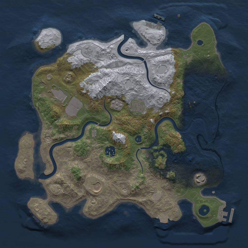 Rust Map: Procedural Map, Size: 3500, Seed: 2002695820, 12 Monuments