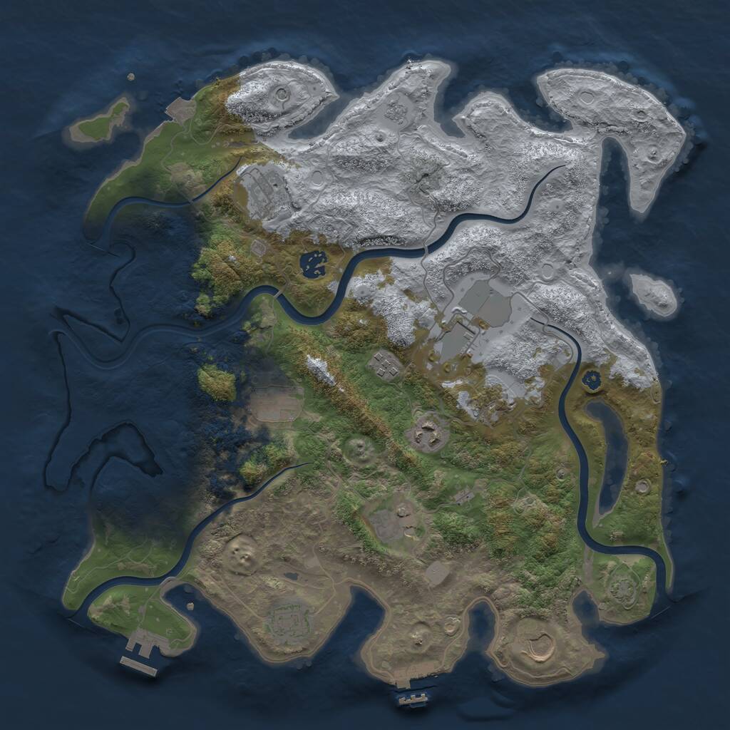 Rust Map: Procedural Map, Size: 3900, Seed: 108268047, 16 Monuments