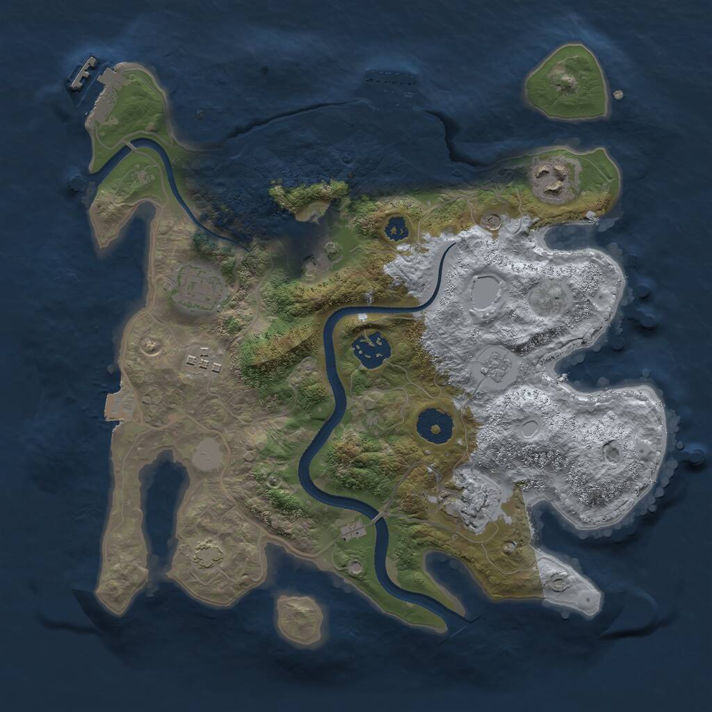 Rust Map: Procedural Map, Size: 3000, Seed: 1360366886, 12 Monuments