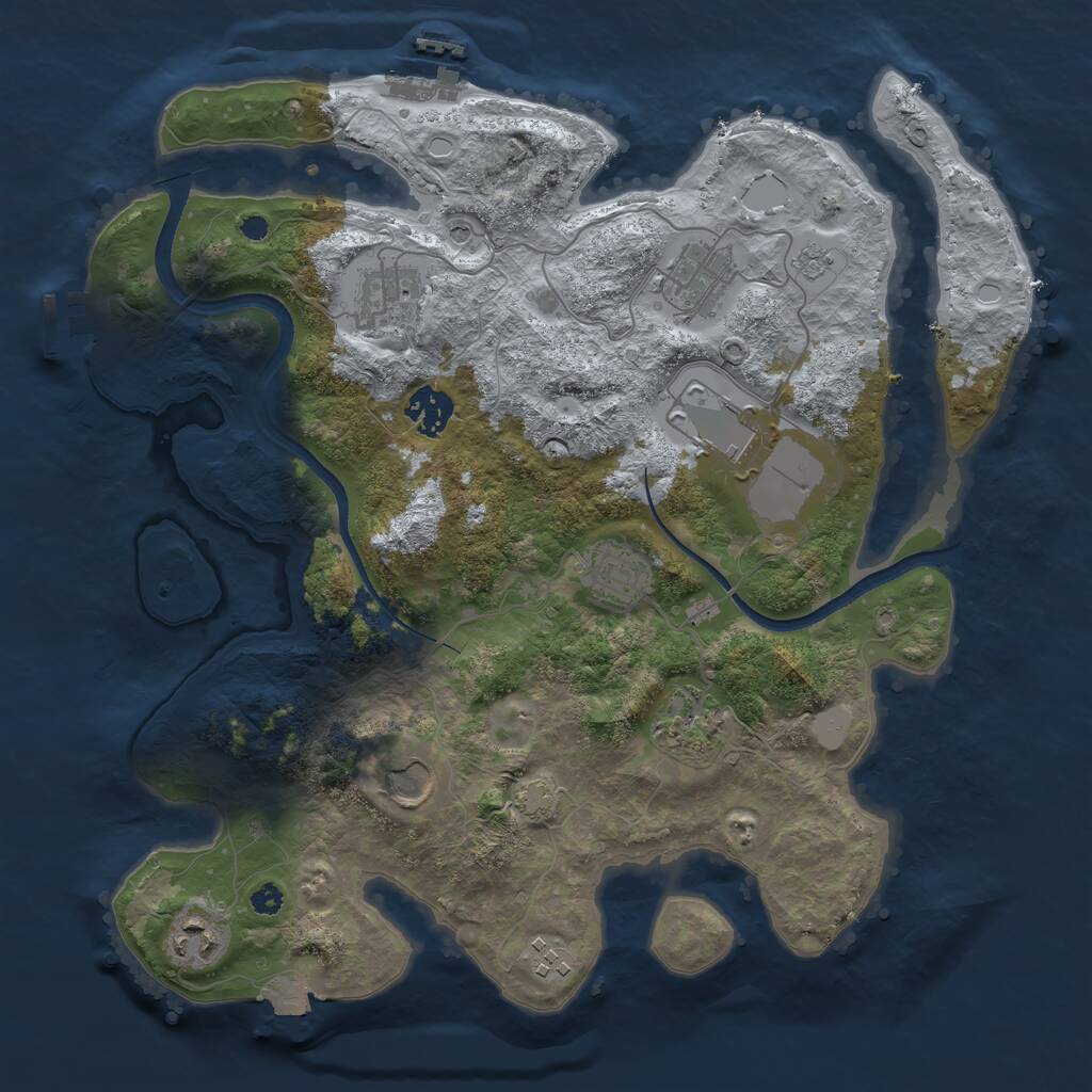Rust Map: Procedural Map, Size: 3500, Seed: 726660588, 15 Monuments