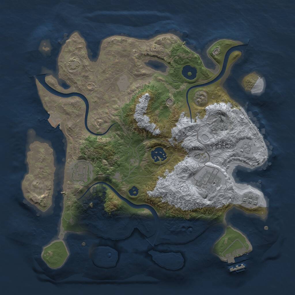 Rust Map: Procedural Map, Size: 3000, Seed: 954055, 9 Monuments