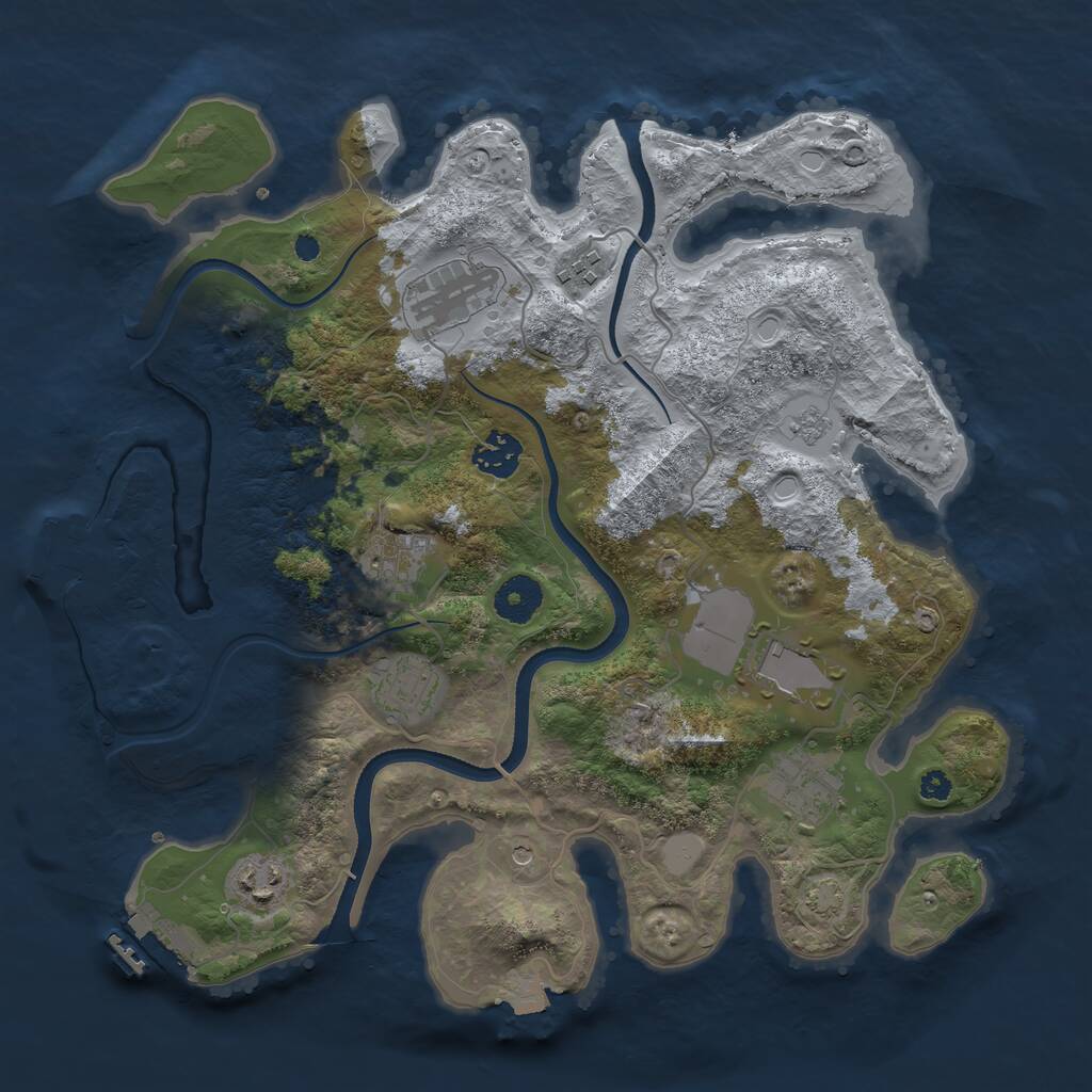 Rust Map: Procedural Map, Size: 3500, Seed: 927451, 14 Monuments
