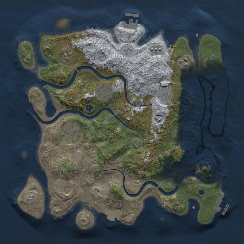 Rust Map: Procedural Map, Size: 3500, Seed: 1165466995, 13 Monuments