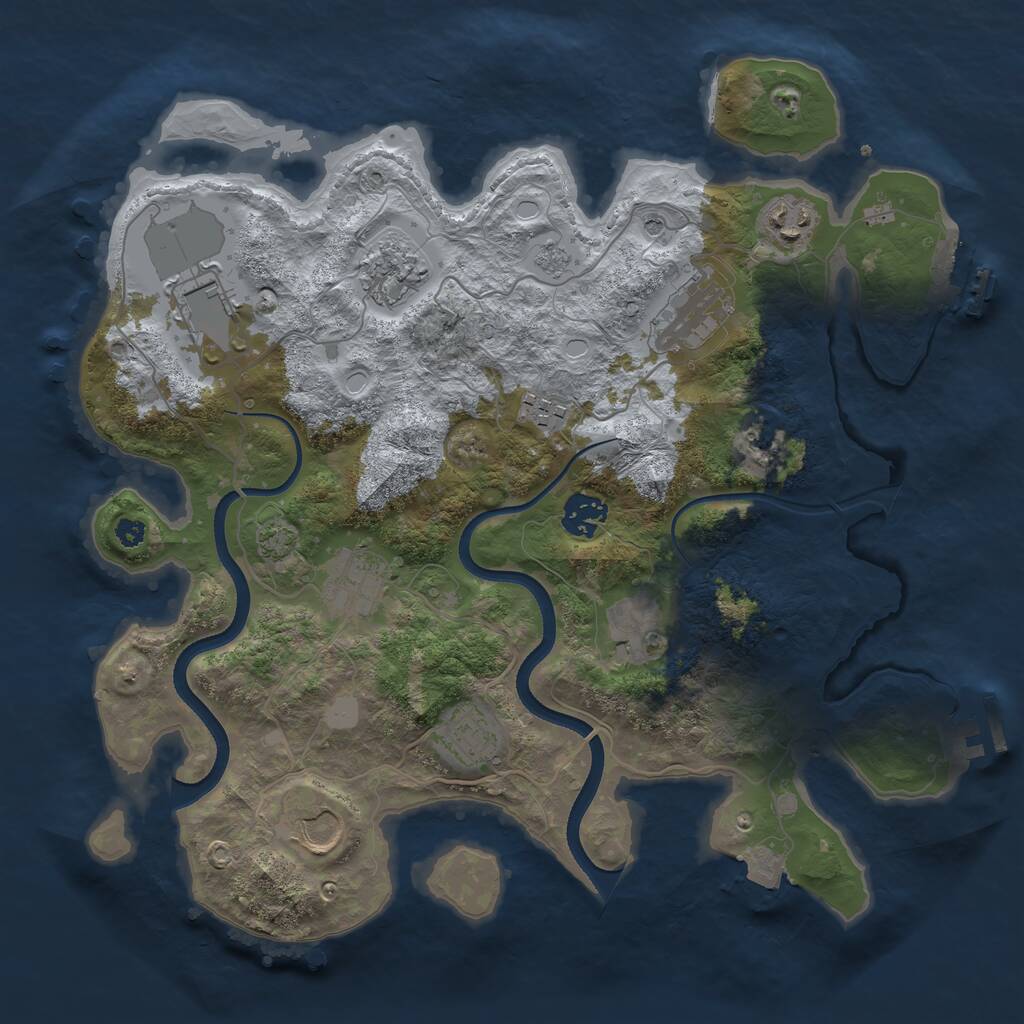 Rust Map: Procedural Map, Size: 3500, Seed: 641231096, 16 Monuments