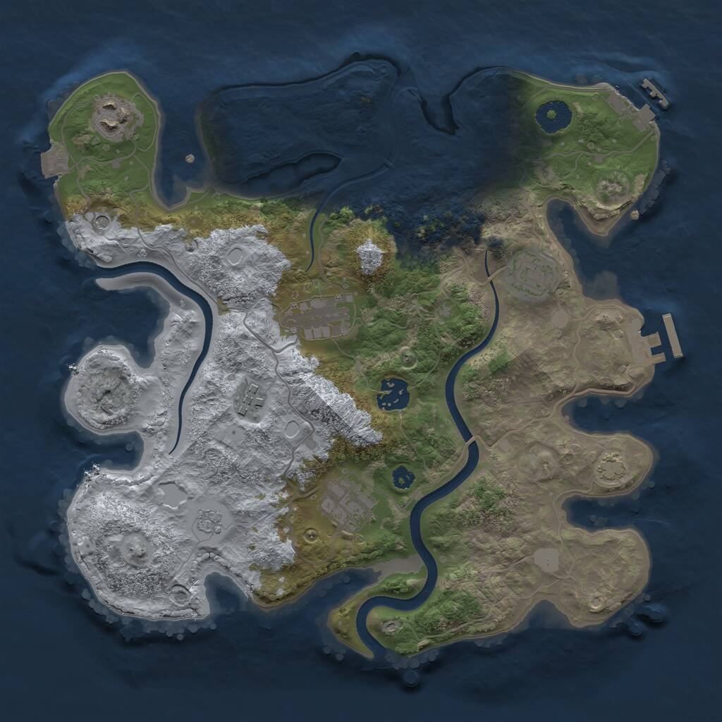 Rust Map: Procedural Map, Size: 3250, Seed: 1799395338, 12 Monuments