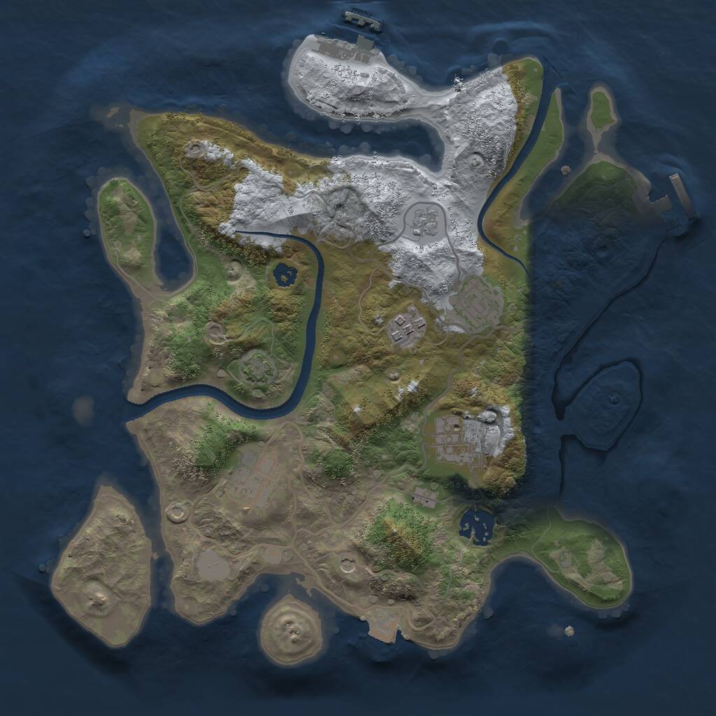 Rust Map: Procedural Map, Size: 3000, Seed: 1165466995, 11 Monuments