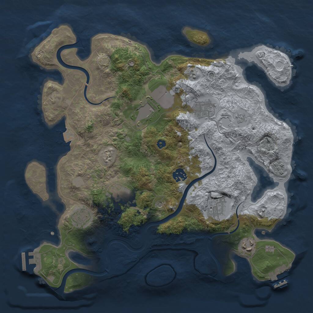 Rust Map: Procedural Map, Size: 3500, Seed: 2051150469, 14 Monuments